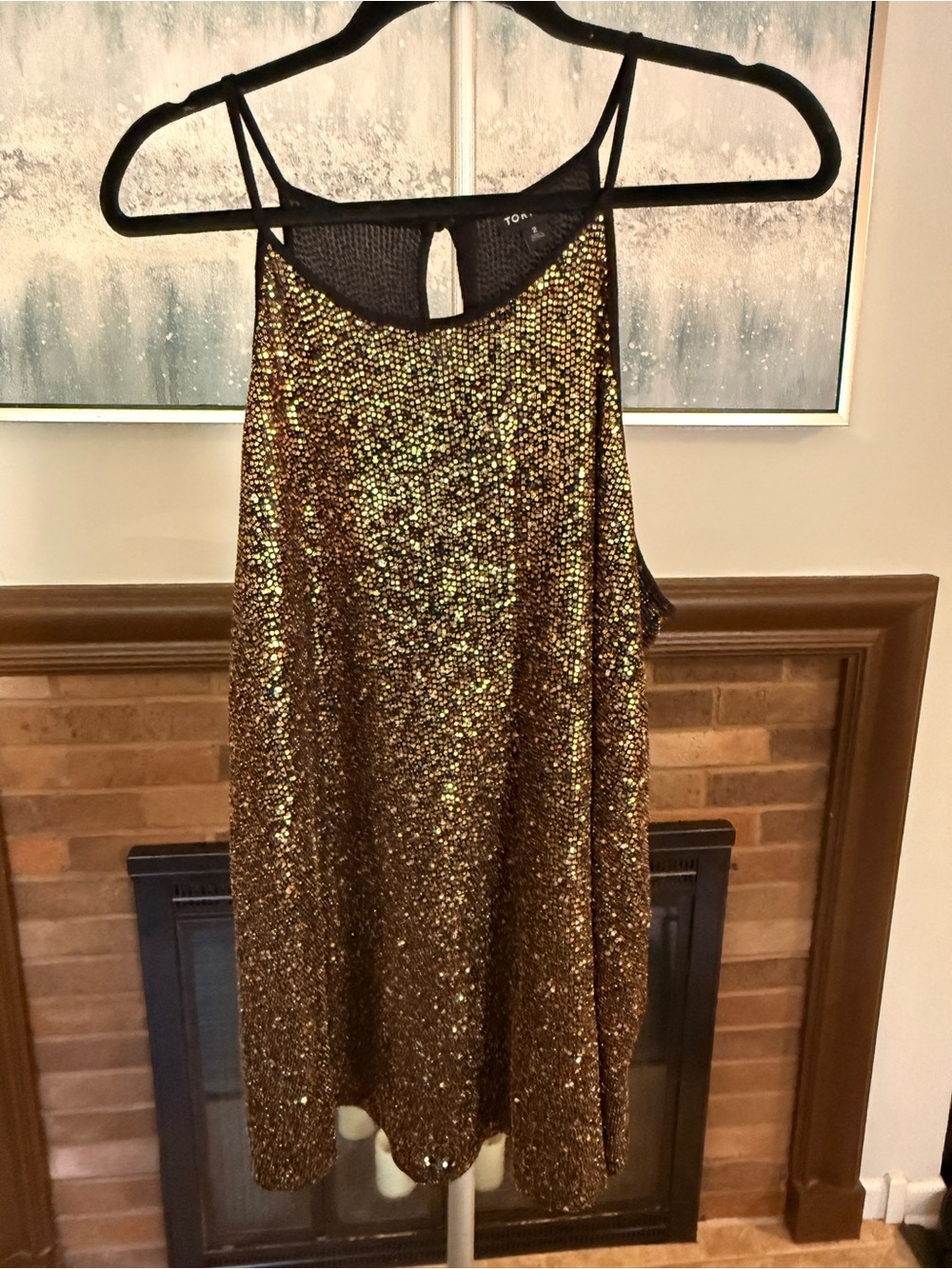 Gold Sequin Sleeveless Party Tank